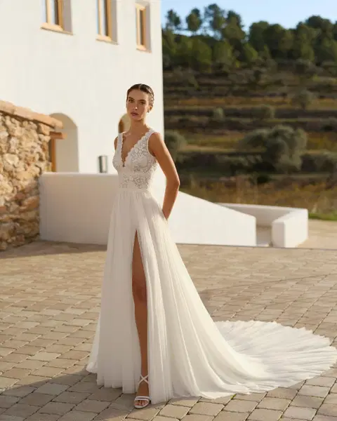 Rin Brautkleid von Aire Barcelona, Gerade, Muslin