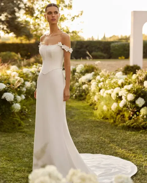 Nasya Brautkleid von Rosa Clara, Gerade, Crepe