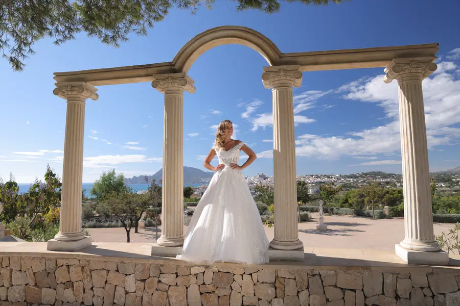 Aspen by Azuree Bridal: A-Line silhouette, V-neck neckline, lace