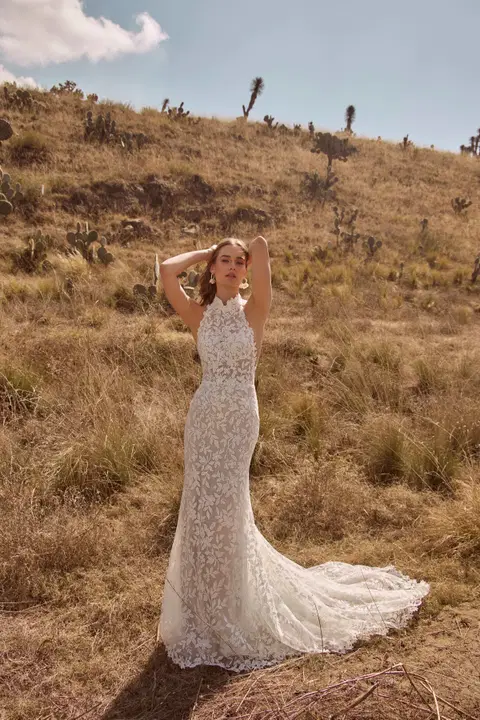 LP2551 Rain wedding dress by Calla Blanche, trumpet, lace