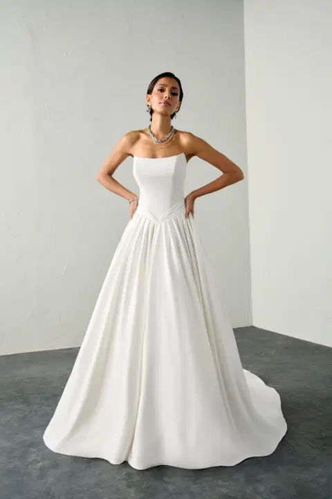Opaline wedding dress by Justin Alexander Signature, ball gown, satin