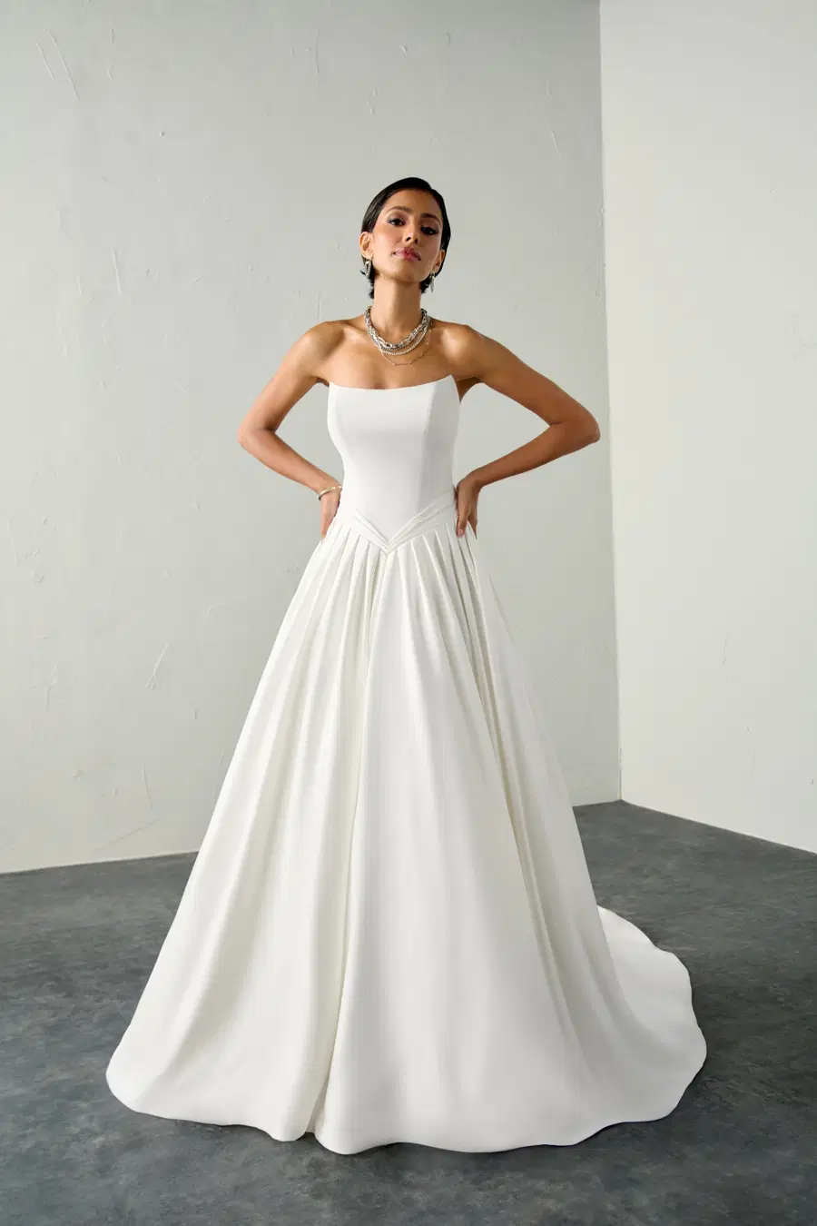 Opaline by Justin Alexander Signature: Ball Gown silhouette, straight neckline, sleeveless, satin