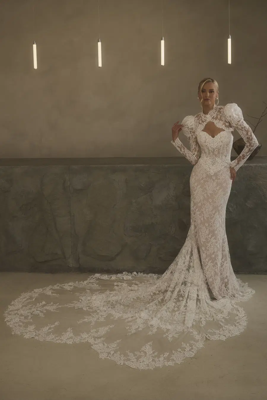 2634 by Casablanca Bridal: Fit & Flare silhouette, sweetheart neckline, long sleeves, lace