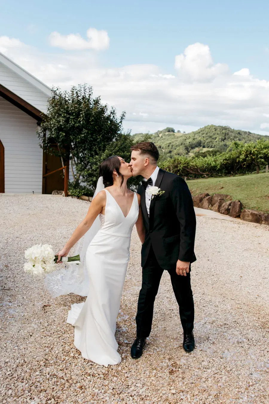Valley by MWL Bride: Trumpet silhouette, V-neck neckline, sleeveless, crepe