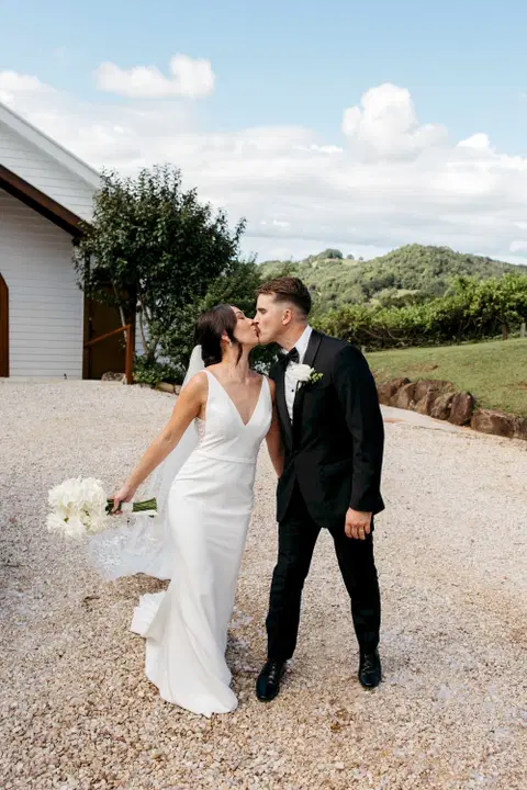 Valley wedding dress by MWL Bride, trumpet, crepe