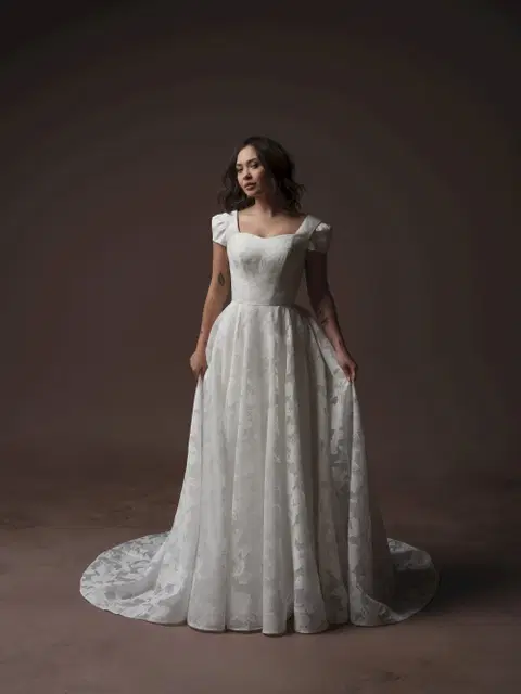 Jade wedding dress by Rebecca Ingram, A-line, organza