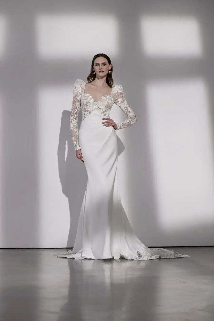 Kensington by Avenue by Josephine Scott: Trumpet silhouette, sweetheart neckline, separate sleeves, lace