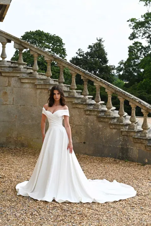 Castlebourne wedding dress by Dando London, A-line, crepe