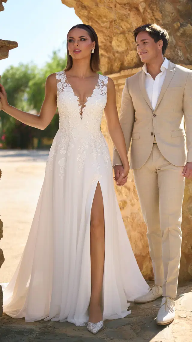 Made to Love 26117 by Made to Love by Très Chic: A-Line silhouette, V-neck neckline, sleeveless, chiffon