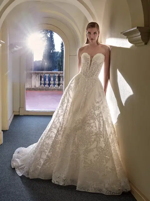 Catmint wedding dress by Pronovias Privée, princess, lace