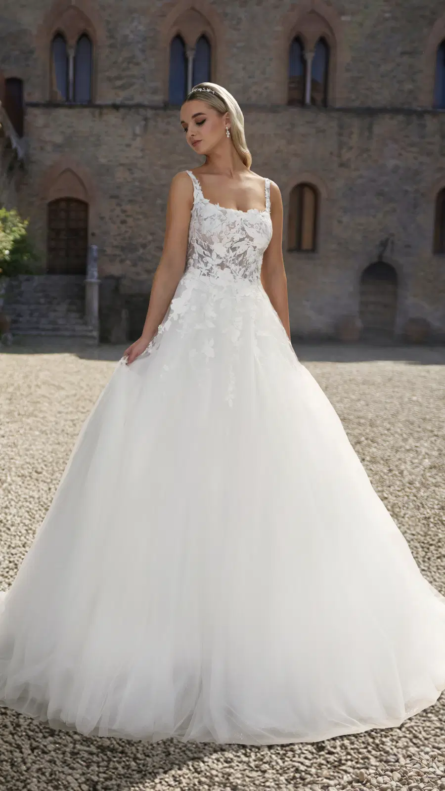 Jubilee Collection 26802 by Jubilee Collection by Très Chic: Ball Gown silhouette, boat neck neckline, sleeveless, tulle