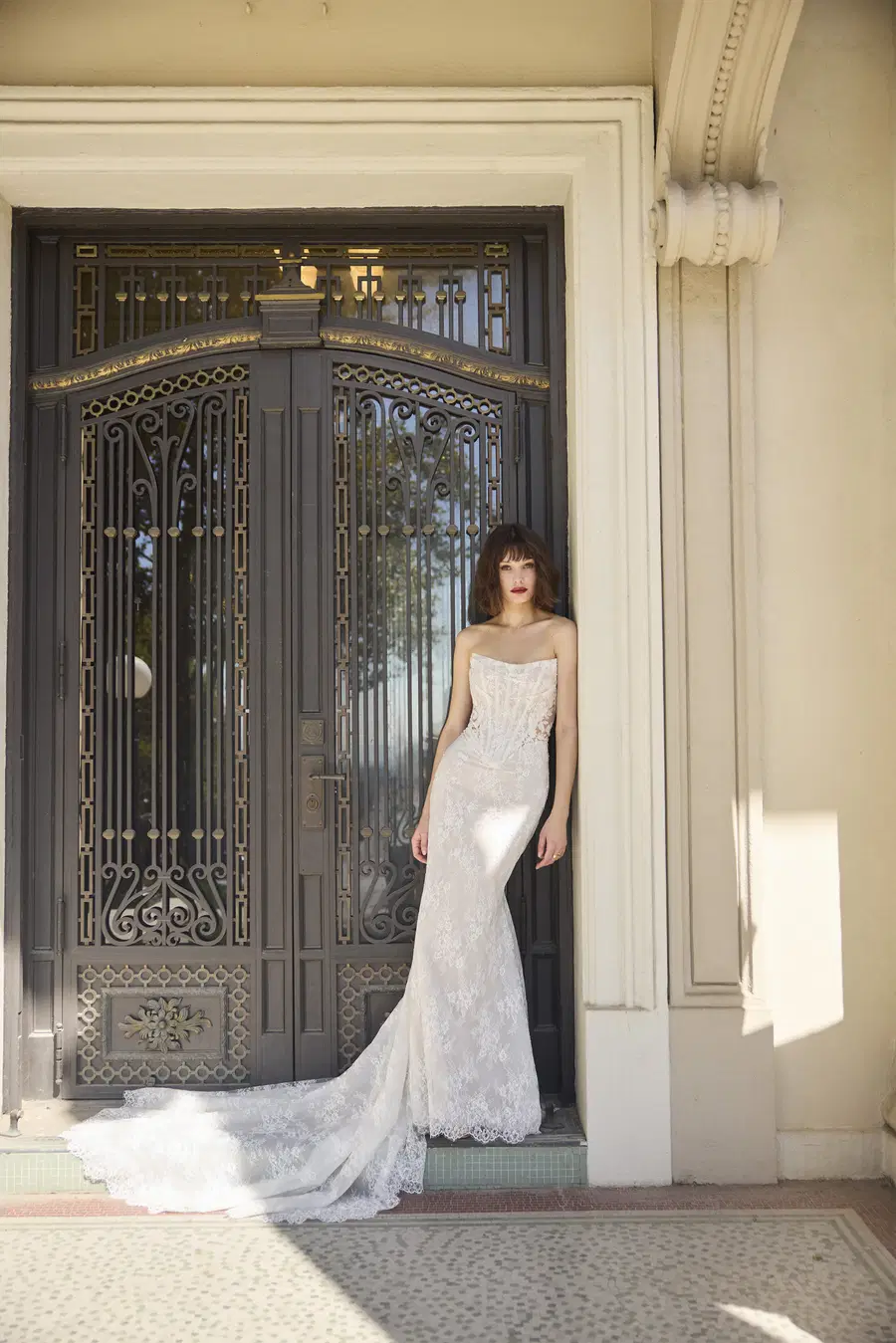 Dublin by Sottero & Midgley: Fit & Flare silhouette, cat eye neckline, lace