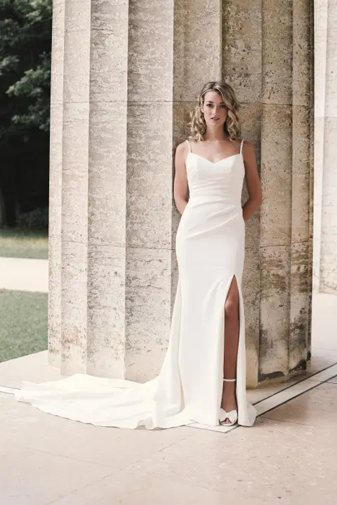 Camilla wedding dress by Amo & Luv, trumpet, stretch satin