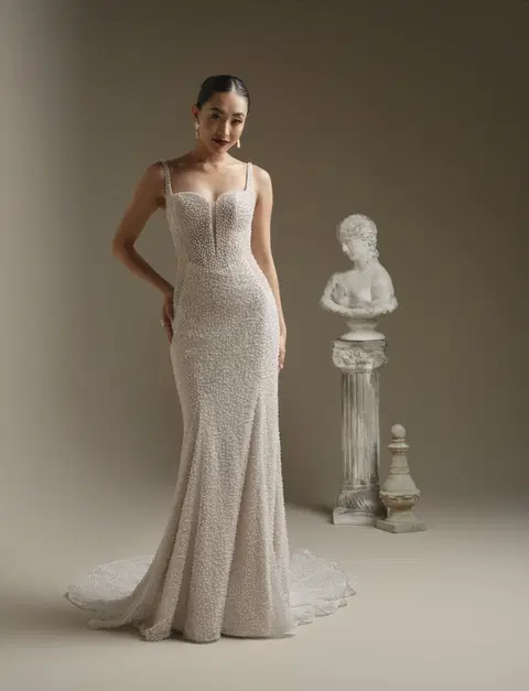 Cooper wedding dress by Sottero & Midgley, fit & flare, tulle