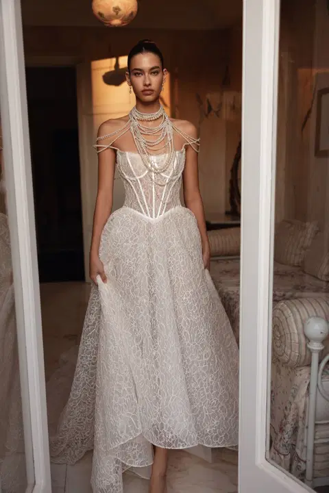 Genevieve wedding dress by Tina Valerdi, ball gown, lace