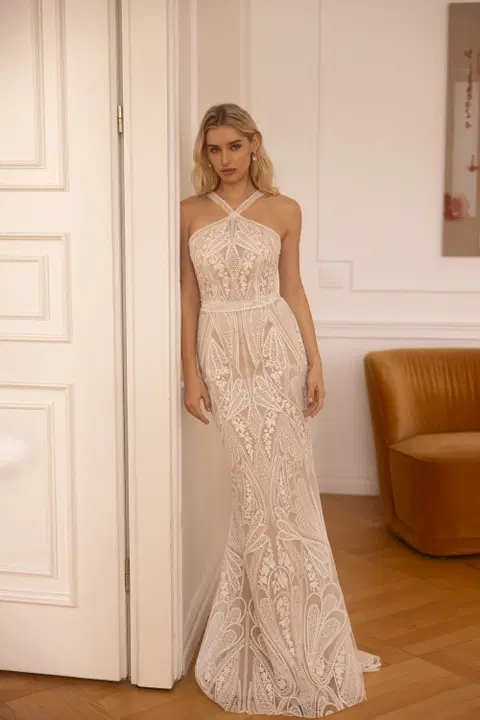 Style E-5415T wedding dress by Elizabeth Passion, trumpet, lace