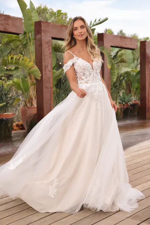 Anouska wedding dress by Azuree Bridal, A-line, lace