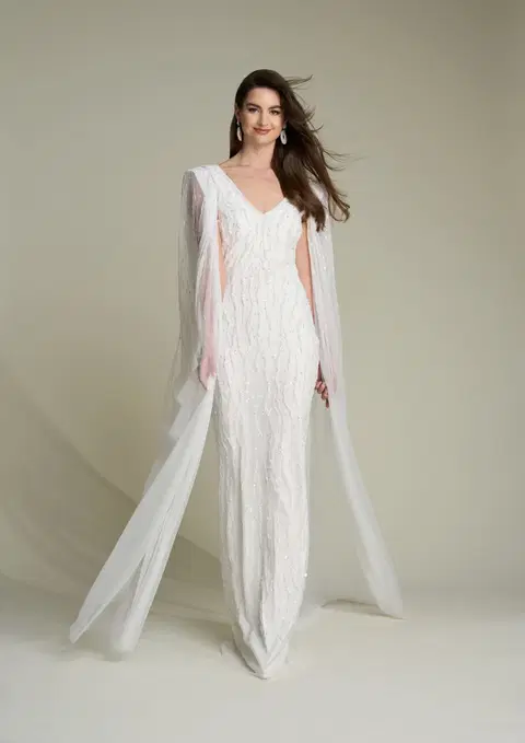 Tara wedding dress by Eliza Jane Howell, trumpet, tulle