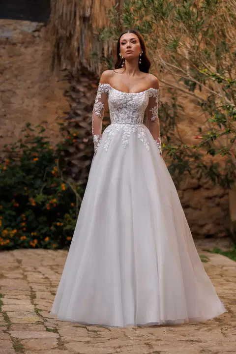 Hillary Brautkleid von Jarice, A-Linie, Tüll