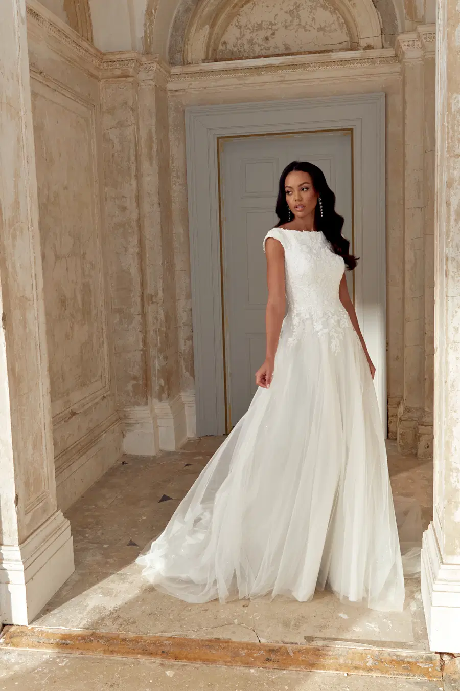 44538 by Sincerity Bridal: A-Line silhouette, boat neck neckline