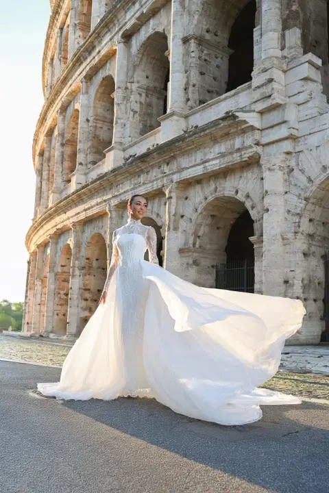 Arancia wedding dress by Dando London, straight, lace