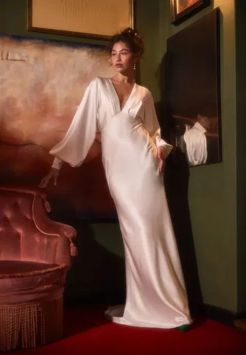 Benson Gown by Catherine Deane, trumpet, satin