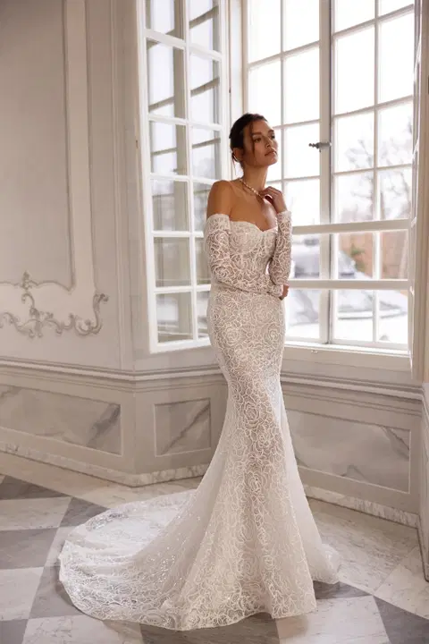 Audrey wedding dress by Tina Valerdi, mermaid, lace