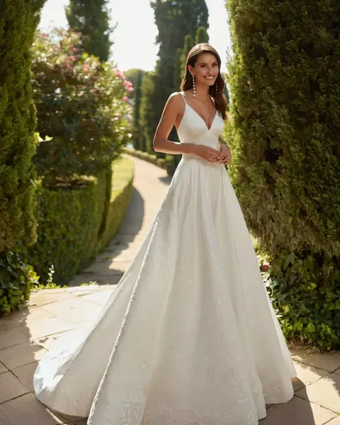 Donnia wedding dress by Adriana Alier, A-line, brocade