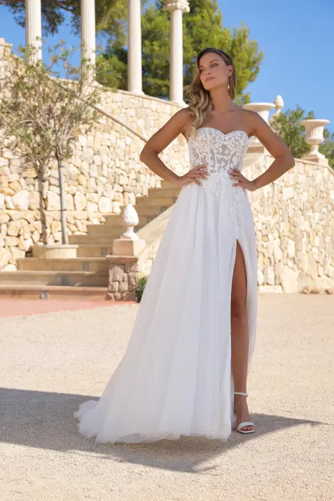 Aleida wedding dress by Azuree Bridal, A-line, lace