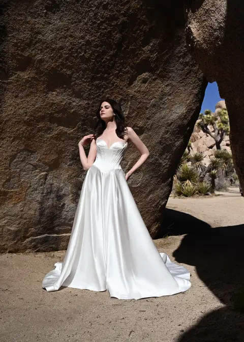 Berkeley wedding dress by Dando London, A-line, satin