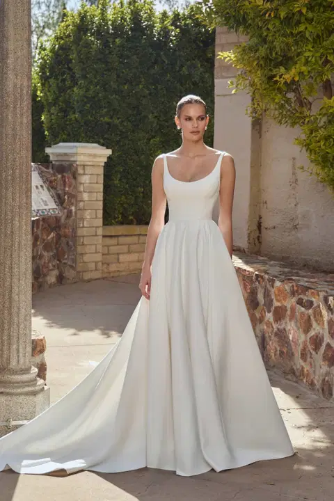 LA26246 Lena wedding dress by Calla Blanche, A-line, satin