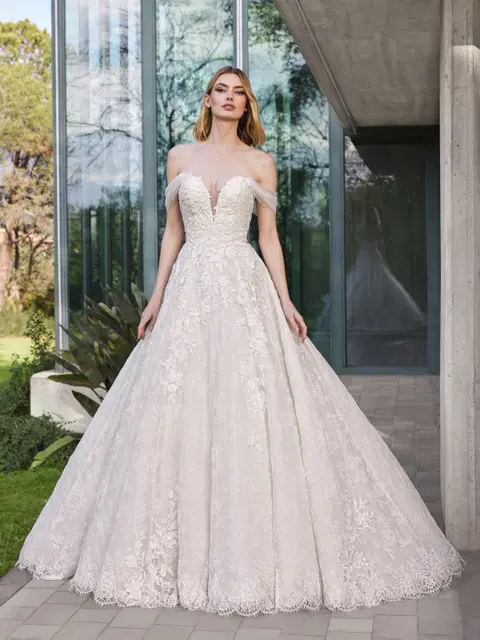 Leily wedding dress by Pronovias, princess, lace