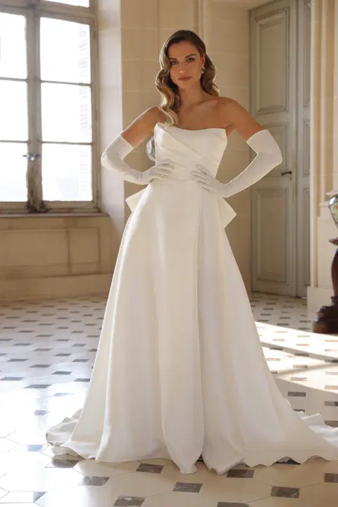 Adora wedding dress by Azuree Bridal, A-line, mikado