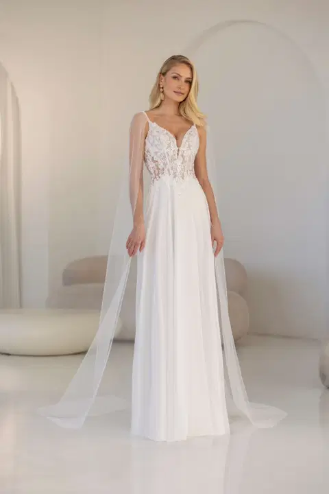 Keva wedding dress by Jarice, A-line, chiffon
