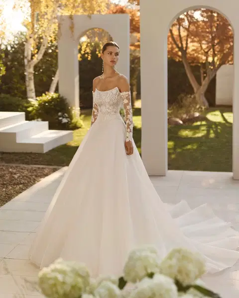 Noble Brautkleid von Rosa Clara, A-Linie, Organza