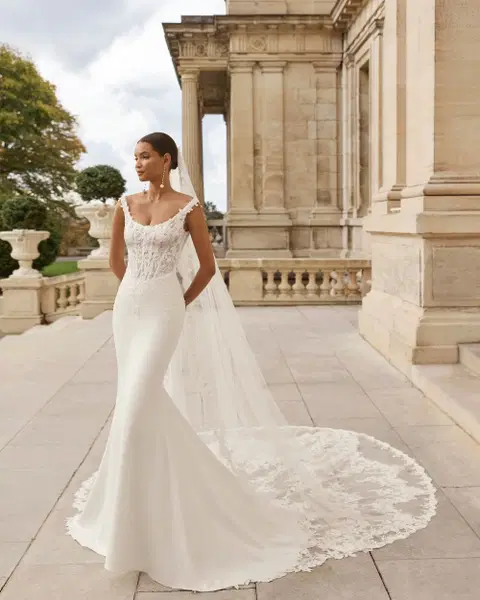 Adara Brautkleid von Rosa Clara, Meerjungfrau, Crepe
