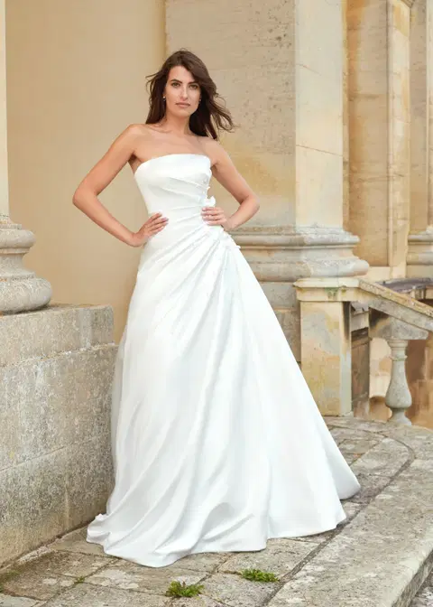 Treasure wedding dress by Dando London, A-line, satin