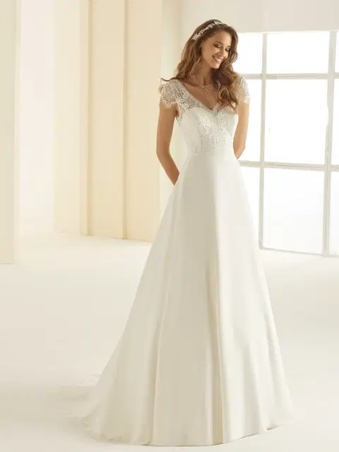 Natalie wedding dress by Bianco Evento, A-line, lace