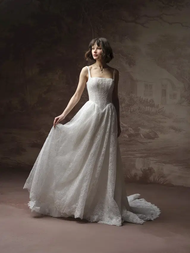 AUTUMN by Maggie Sottero: A-Line silhouette, square neckline, lace
