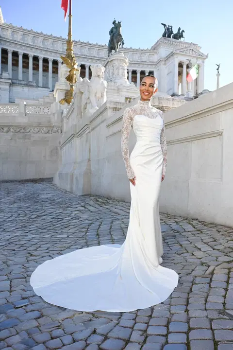 Gelatina wedding dress by Dando London, straight, satin