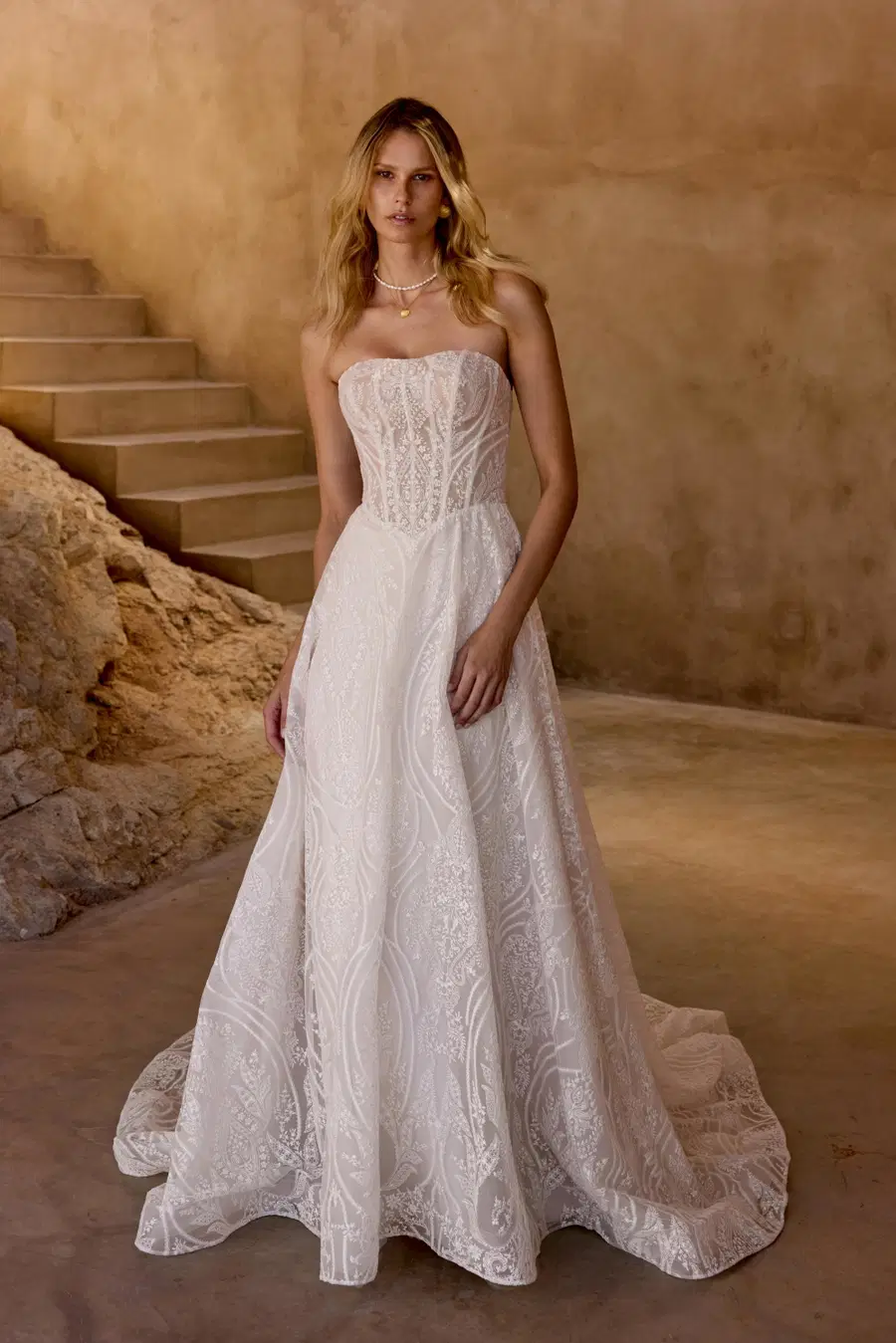66463 by Lillian West: Trumpet silhouette, sweetheart neckline, sleeveless, lace