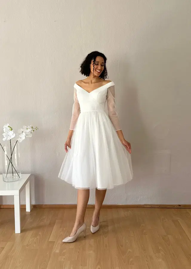 Kleid STBC 1242 by myprettydress by Basedow: A-Line silhouette, three-quarter sleeves, tulle