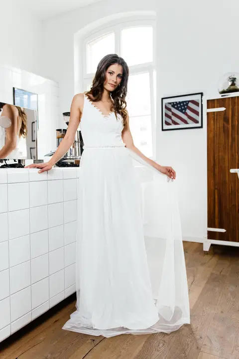 Hanami wedding dress by KUESS die BRAUT, jersey, V-neck