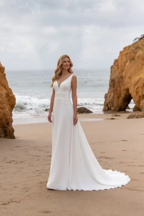 A108 Flora wedding dress by Aveline, A-line, chiffon
