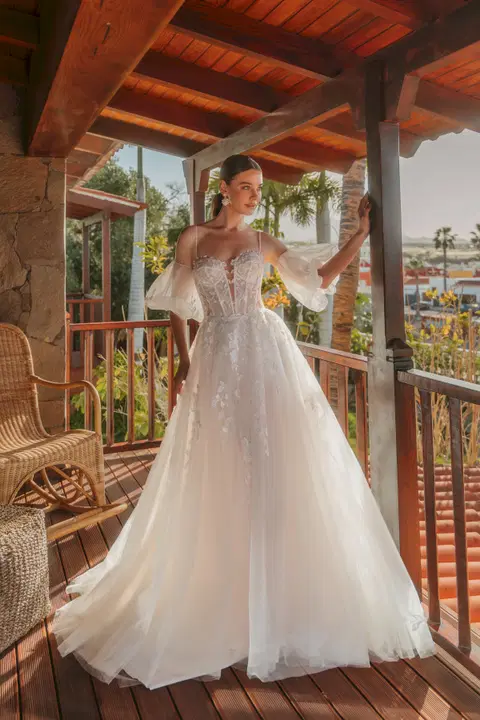 Style 2603 wedding dress by Diane Legrand, A-line, lace