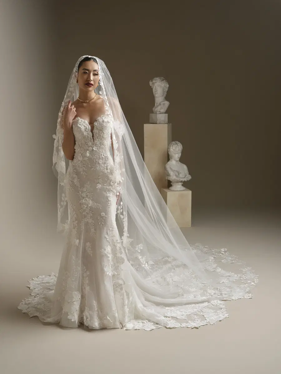 Rashida by Sottero & Midgley: Fit & Flare silhouette, sweetheart neckline, lace