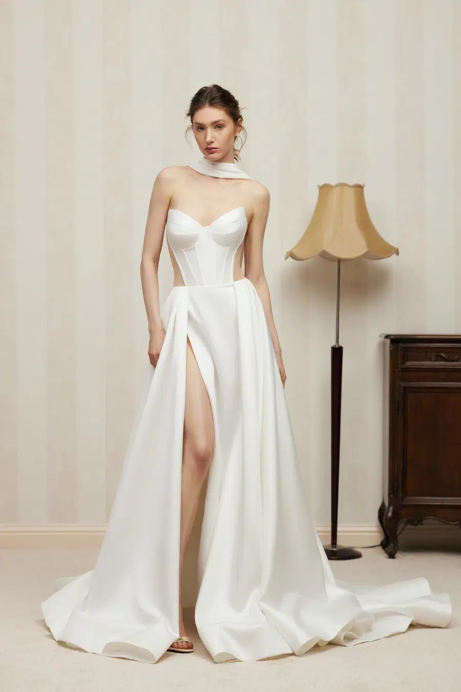 Amal by Anne Mariée: A-Line silhouette, sweetheart neckline, sleeveless, mikado