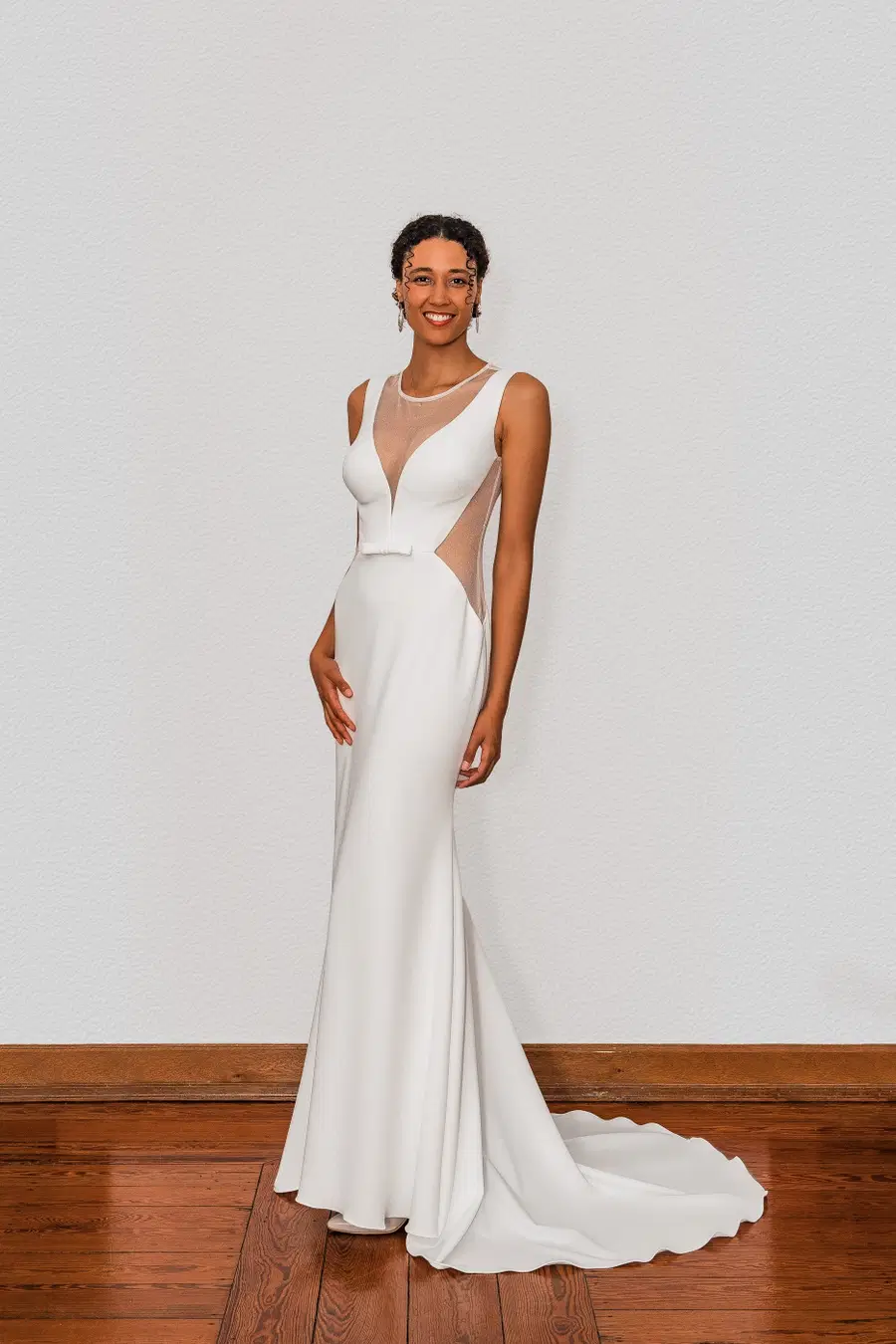 Kleid STBC 0021 by myprettydress by Basedow: Fit & Flare silhouette, illusion neckline, sleeveless, crepe