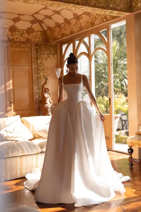 Elea wedding dress by Tina Valerdi, ball gown, satin