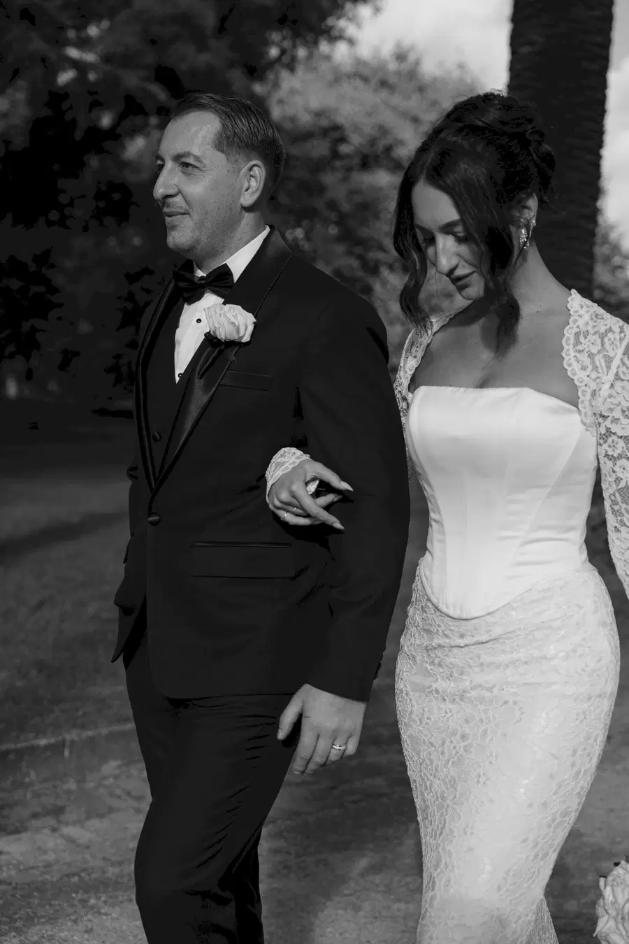 Francesca by MWL Bride: Mermaid silhouette, straight neckline, long sleeves, satin